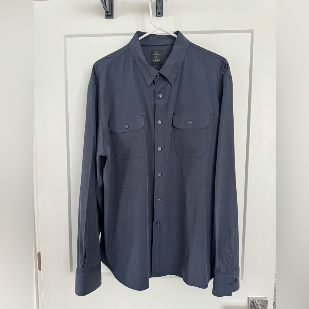 Michaels Blue Casual Button Down Shirt Tailored Fit